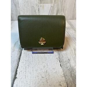 NWT Kate Spade Kayla Pebbled Leather Small Wallet Olive Green